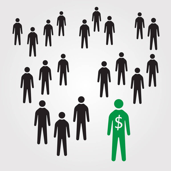 Pyramid business scheme, vector illustration, one in a million. Vector