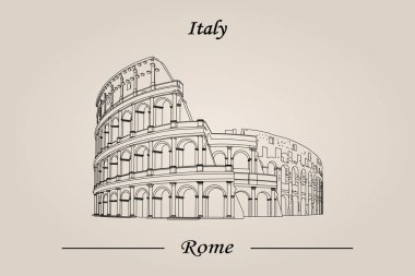 Kolezyum Roma, İtalya. illüstrasyon izole vektör. Dünya Attractions