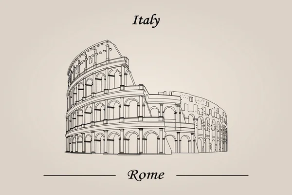 Kolosseum Rom Italien Vektor Illustration Isoliert Attraktionen Der Welt — Stockvektor