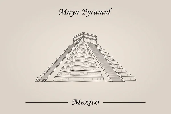 Pirámide Maya Templo Kukulkan Ilustración Vectorial Atracciones Mundiales — Vector de stock