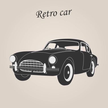 Eski model araba. Retro araba. Klasik Otomobil illüstrasyon