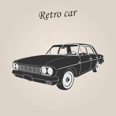 Eski model araba. Retro araba. Klasik Otomobil illüstrasyon
