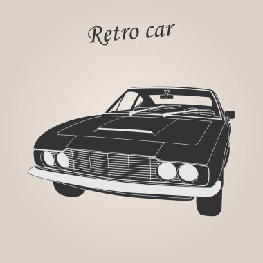 Eski model araba. Retro araba. Klasik Otomobil illüstrasyon