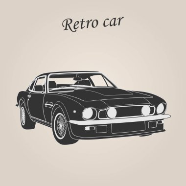 Eski model araba. Retro araba. Klasik Otomobil illüstrasyon