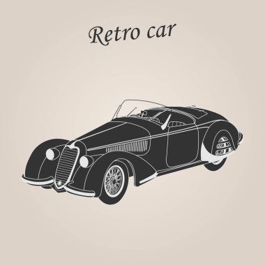 Eski model araba. Retro araba. Klasik Otomobil illüstrasyon
