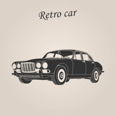 Eski model araba. Retro araba. Klasik Otomobil illüstrasyon