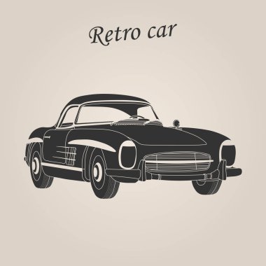 Eski model araba. Retro araba. Klasik Otomobil illüstrasyon