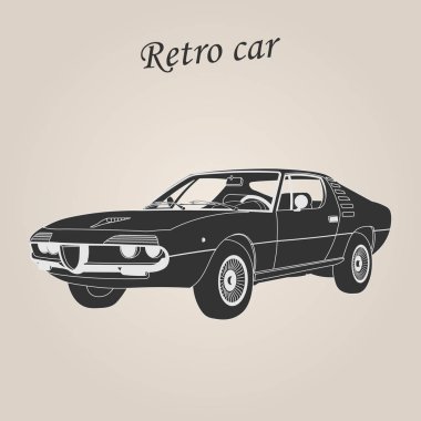 Eski model araba. Retro araba. Klasik Otomobil illüstrasyon