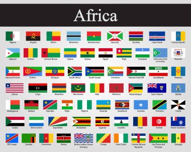 Afrika'nın tüm bayraklar. Vektör çizim