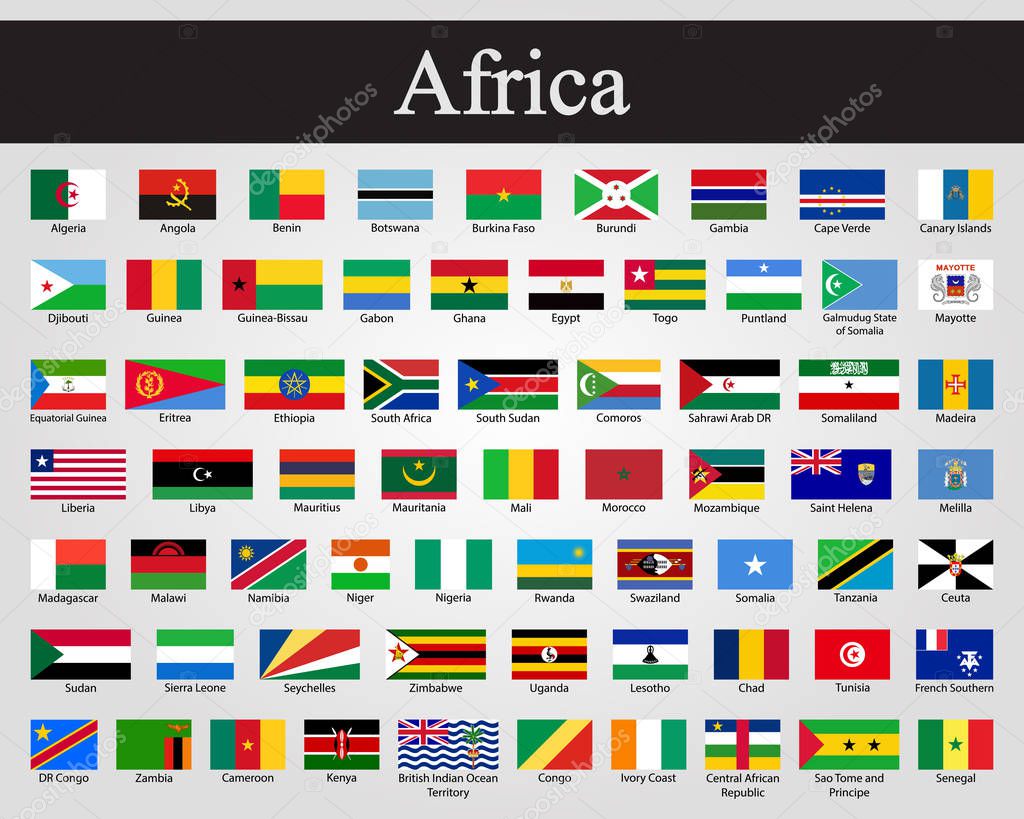 All flags of Africa. Vector illustration