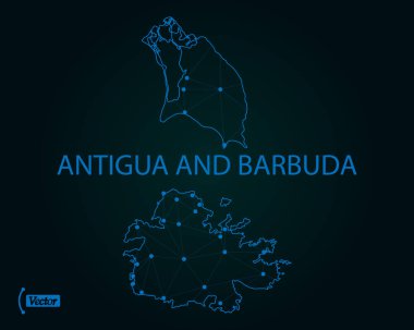 Antigua ve Barbuda haritası. Vektör çizim