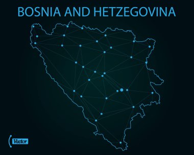 Bosna-Hersek haritası. Vektör çizim