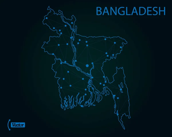 Kaart Van Bangladesh Vectorillustratie — Stockvector