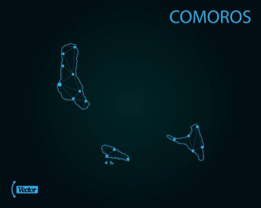 Komorlar haritası. Vektör çizim