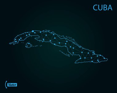 Küba Haritası. Vektör çizim