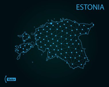 Estonya Haritası. Vektör çizim