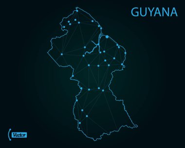 Guyana Haritası. Vektör çizim