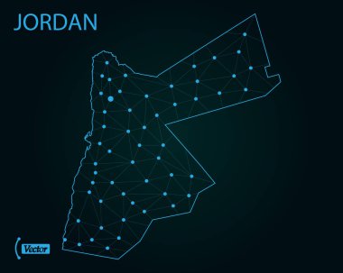 Ürdün haritası. Vektör çizim