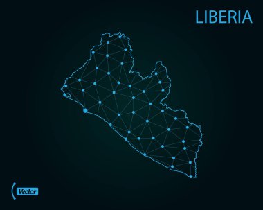 Liberya Haritası. Vektör çizim