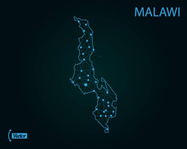 Malavi Haritası. Vektör çizim