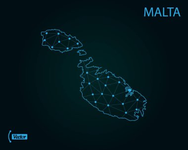 Malta Haritası. Vektör çizim