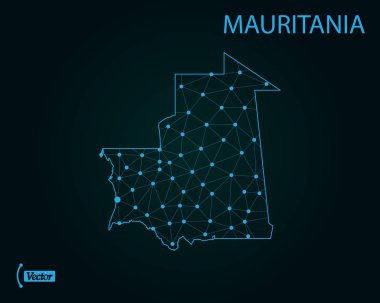 Moritanya Haritası. Vektör çizim