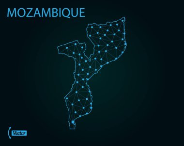 Mozambik Haritası. Vektör çizim