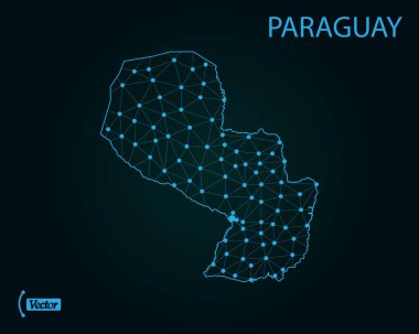 Paraguay haritası. vektör illüstrasyonu