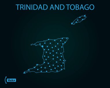 Trinidad ve Tobago haritası. Vektör çizim