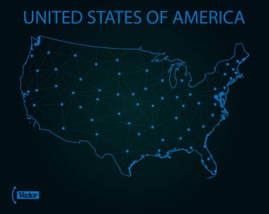 Amerika Birleşik Devletleri haritası. Vektör çizim