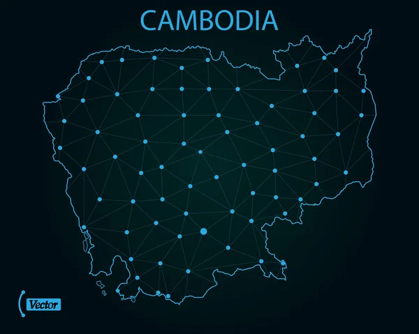 Kaart Van Cambodja Vectorillustratie — Stockvector