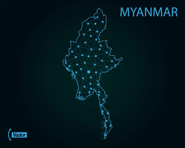 Kaart Van Myanmar Vectorillustratie — Stockvector