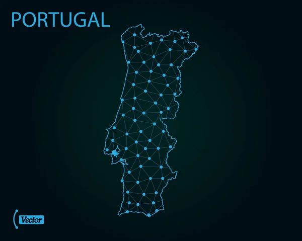 Kaart Van Portugal Vectorillustratie — Stockvector