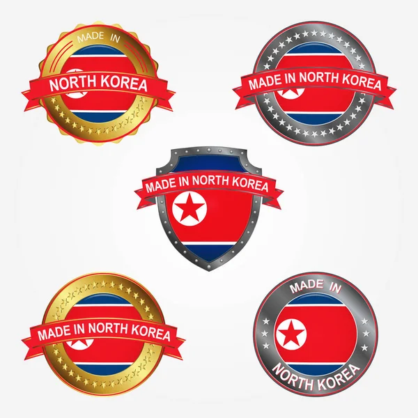 Design Label Made North Korea — Stock Vector