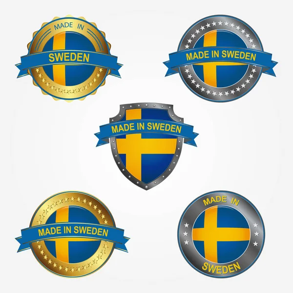 Дизайн Етикетки Зробив Швеції — стоковий вектор