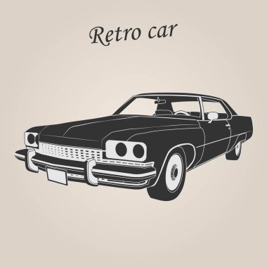 Eski model araba. Retro araba. Klasik Otomobil illüstrasyon
