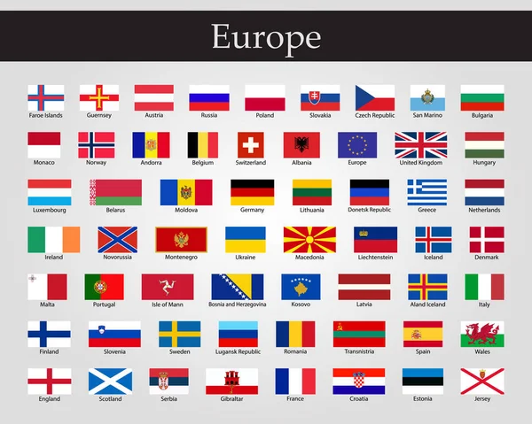 Bandeiras Europa Coleção Completa Vetores —  Vetores de Stock