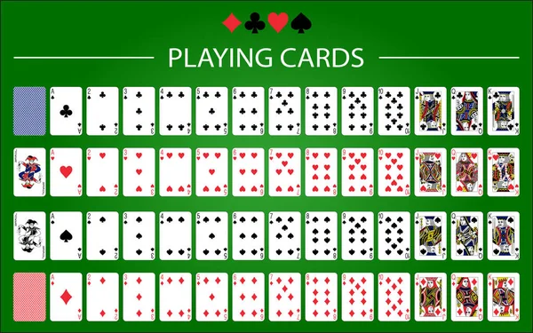 Set Poker Con Carte Isolate Sfondo Verde — Vettoriale Stock