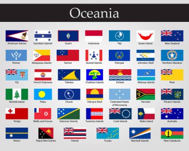 Flags of Oceania, all countries in original colors clipart