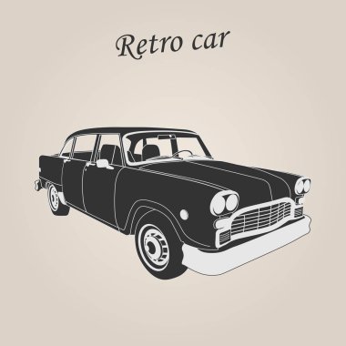 Eski model araba. Retro araba. Klasik Otomobil illüstrasyon