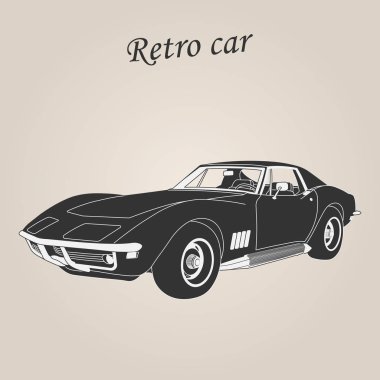 Eski model araba. Retro araba. Klasik Otomobil illüstrasyon