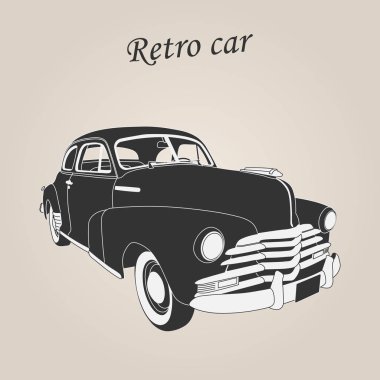 Eski model araba. Retro araba. Klasik Otomobil illüstrasyon