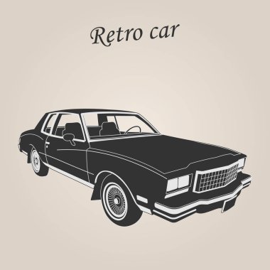 Eski model araba. Retro araba. Klasik Otomobil illüstrasyon