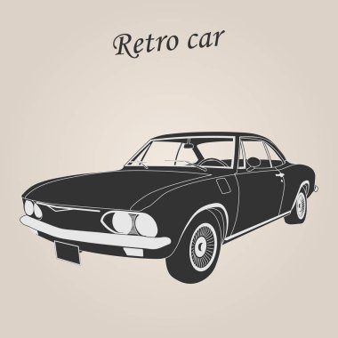 Eski model araba. Retro araba. Klasik Otomobil illüstrasyon