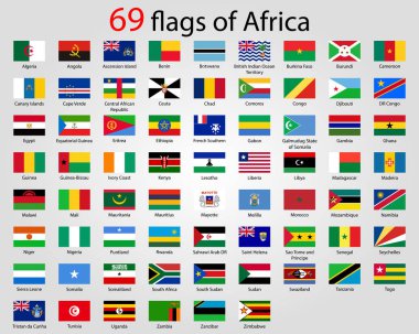 Tüm Afrika bayrakları ile Hi detay vektör parlak düğmeleri