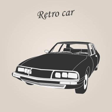 Eski araba. Retro araba. Klasik araba. Vektör