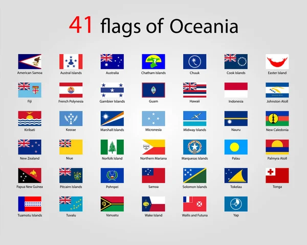 Set van Australische, Oceanië ronde vlag pictogrammen — Stockvector