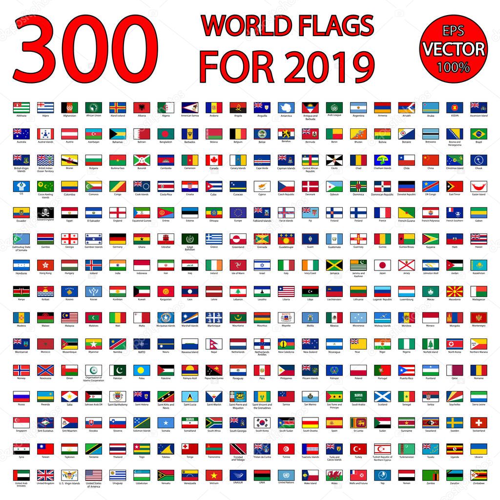 All official national flags of the world . circular design . Vector .