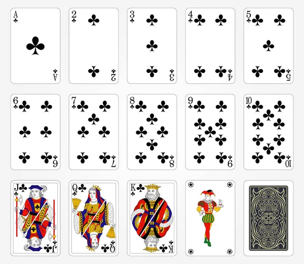 Spielkarten Der Kreuz Farbe Auf Weißem Hintergrund Vektorillustration Originelles Design — Stockvektor