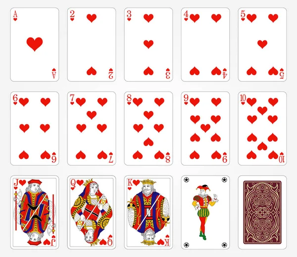 Jugando Las Cartas Corazones Sobre Fondo Blanco Ilustración Vectorial Diseño — Vector de stock